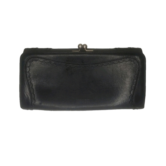 ANNA SUI Rose Cluth Wallet Genuine Cowhide Leather Rhinestone Bill Fold Japan - Picture 2 of 14